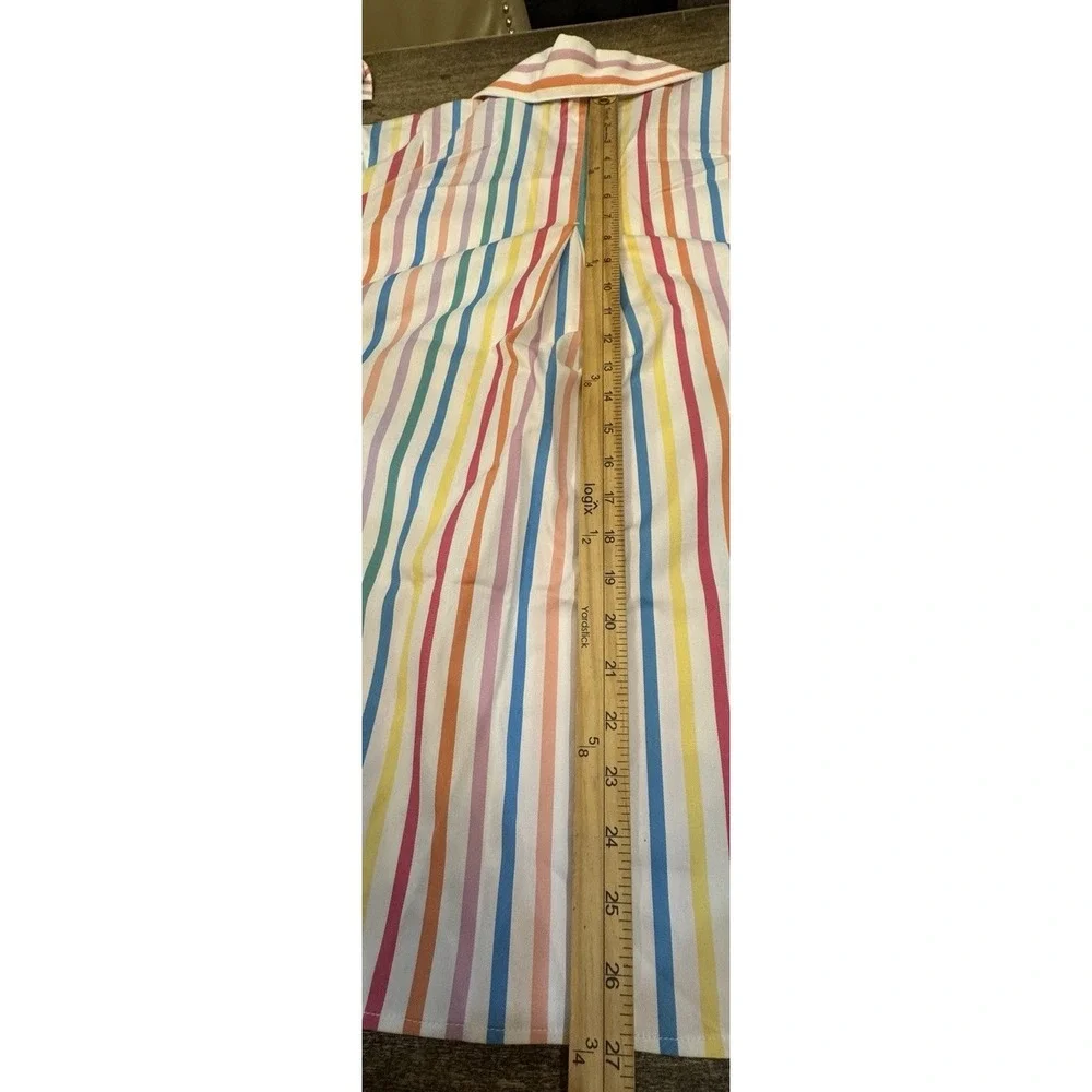 Ali‎ Miles Rainbow Stripe V Neck Collared Shirt Tunic 3/4 Sleeve Size XL